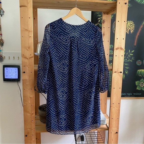 Diane Von Furstenberg Aria Printed Silk Blue White Dot Long Sleeve Tunic Dress - Picture 5 of 16